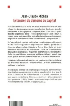 Extension du domaine du capital. Notes sur le néolibéralisme culturel et les infortunes de la gauche, Jean-Claude Michéa