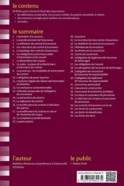 Fiches de droit des assurances. Rappels de cours et exercices corrigés, 2e édition revue et augmentée, Matthieu Robineau