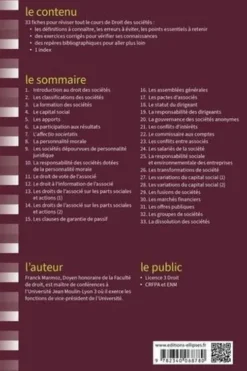 Fiches de droit des sociétés. Rappels de cours et exercices corrigés, 4e édition, Franck Marmoz