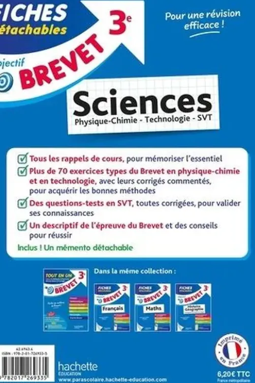 Fiches détachables Sciences 3e. Physique-chimie, technologie, SVT, Sébastien Dessaint