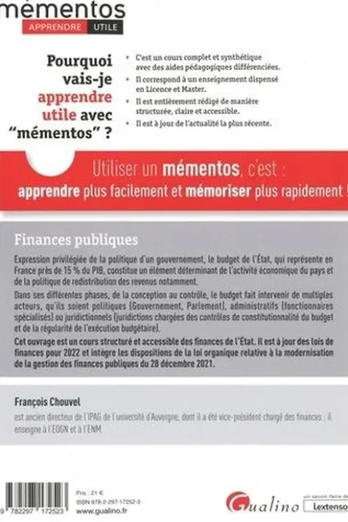 Finances publiques. Edition 2022, François Chouvel