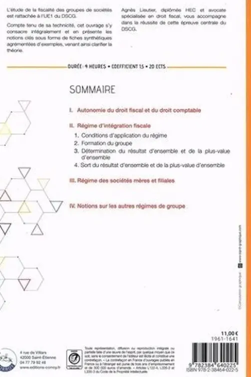 Fiscalité des groupes de sociétés DSCG UE1. Fiches de cours, Edition 2022-2023, Agnès Lieutier
