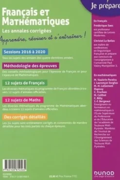 Français et mathématiques. Les annales corrigées, Edition 2021, Frédérique Saez