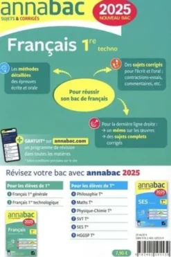 Français 1re Techno. Sujets & Corrigés, Edition 2025, Hélène Bernard