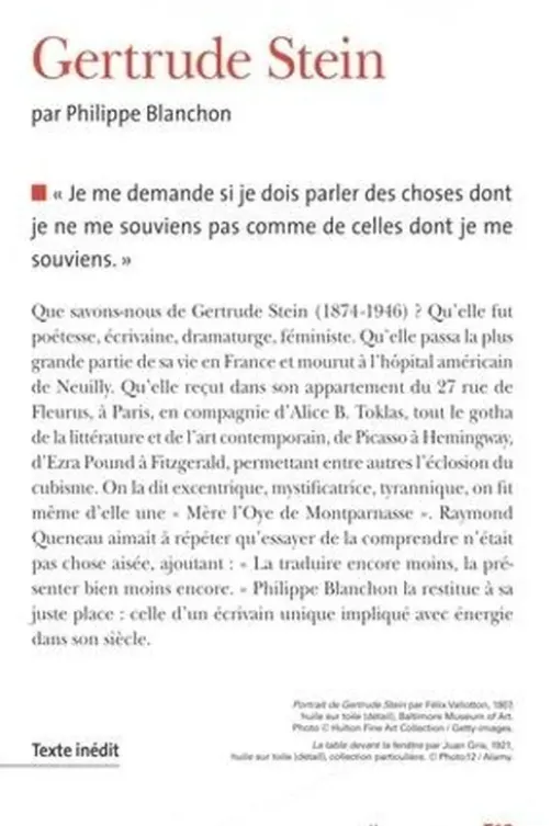 Gertrude Stein, Philippe Blanchon