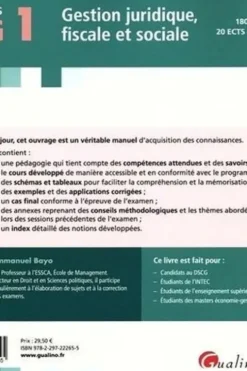 Gestion juridique, fiscale et sociale DSCG 1. Edition 2023-2024, Emmanuel Bayo