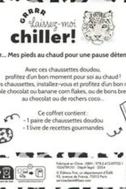 Grrrr, laissez-moi chiller ! Coffret avec 1 paire de chaussettes doudou et 1 livre de recettes gourmandes, First