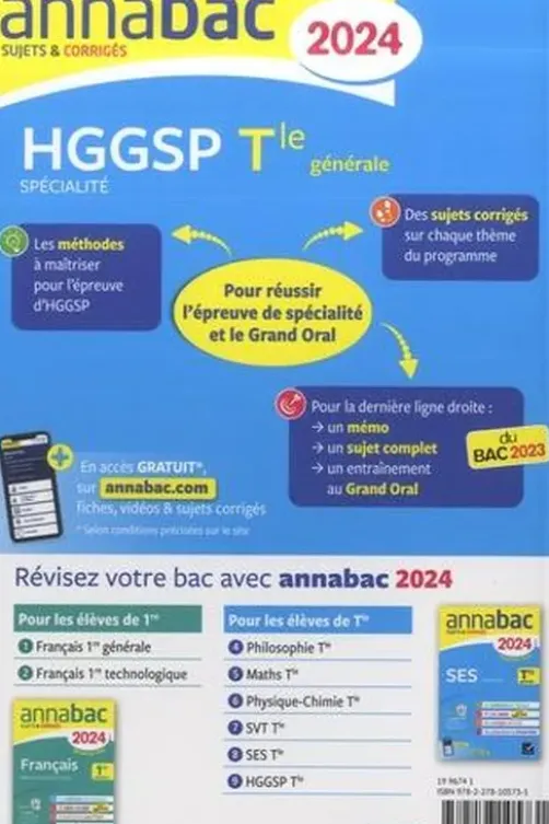 HGGSP spécialité Tle générale. Sujets & corrigés, Edition 2024, Florence Holstein