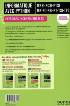 Informatique avec Python MPSI-PCSI-PTSI-MP-PC-PSI-PT-TSI-TPC. Exercices incontournables, 2e édition, Jean-Noël Beury