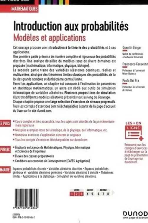 Introduction aux probabilités. Modèles et applications, Quentin Berger