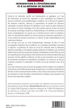 Introduction à l'épistémologie et à la méthode de recherche. A l'usage des ingénieurs et autres scientifiques de l'industrie, Bernard Claverie
