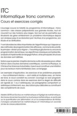 ITC - Informatique tronc commun Prépas scientifiques 1re et 2e années. Cours et exercices corrigés, Frédéric Butin