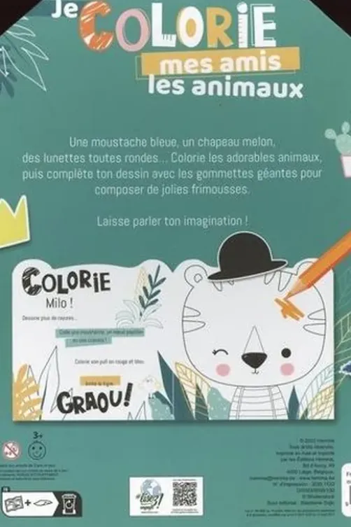 Je colorie mes amis les animaux. Avec gommettes géantes, Hemma