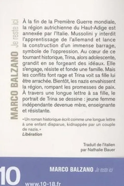 Je reste ici, Marco Balzano