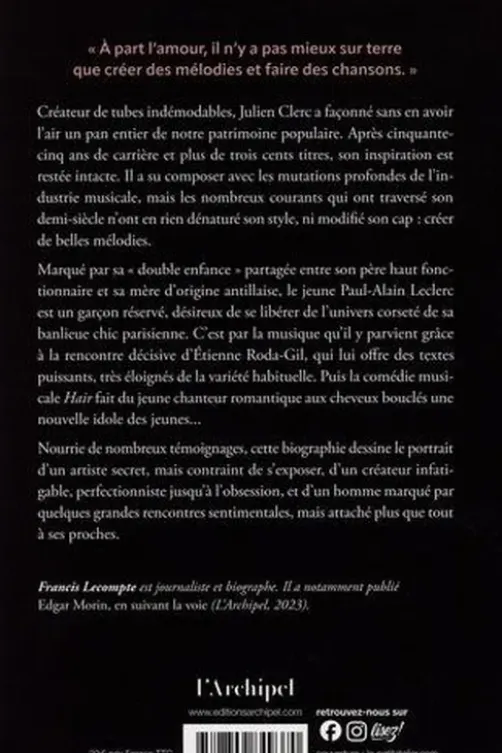 Julien Clerc. A vivre et à rêver, Francis Lecompte