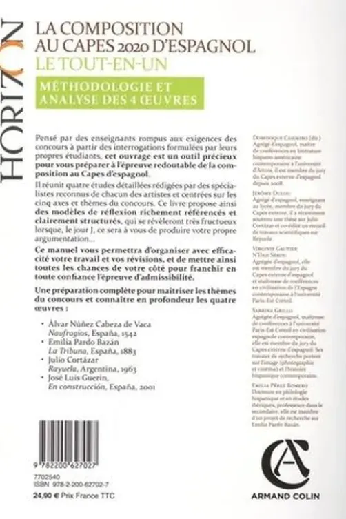 La composition au CAPES d'espagnol. Le tout-en-un méthodologie et analyse des 4 oeuvres, Edition 2020, Dominique Casimiro