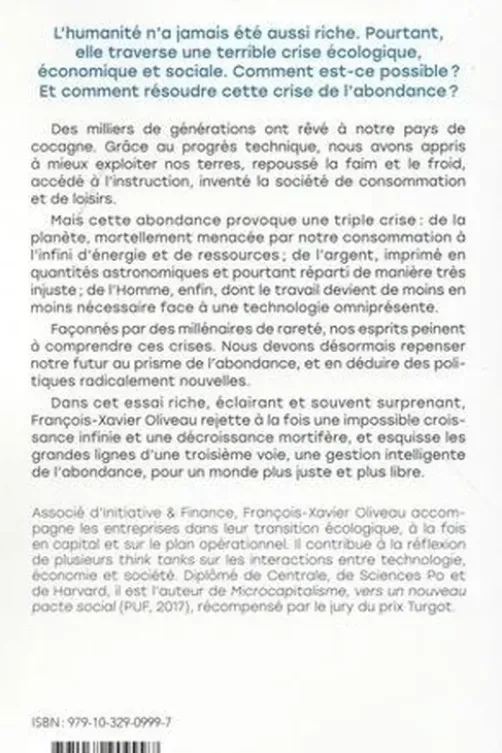 La crise de l'abondance, François-Xavier Oliveau