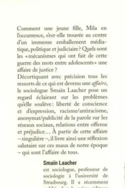 L'affaire Mila. Victime, agresseurs, haine en ligne, Smaïn Laacher