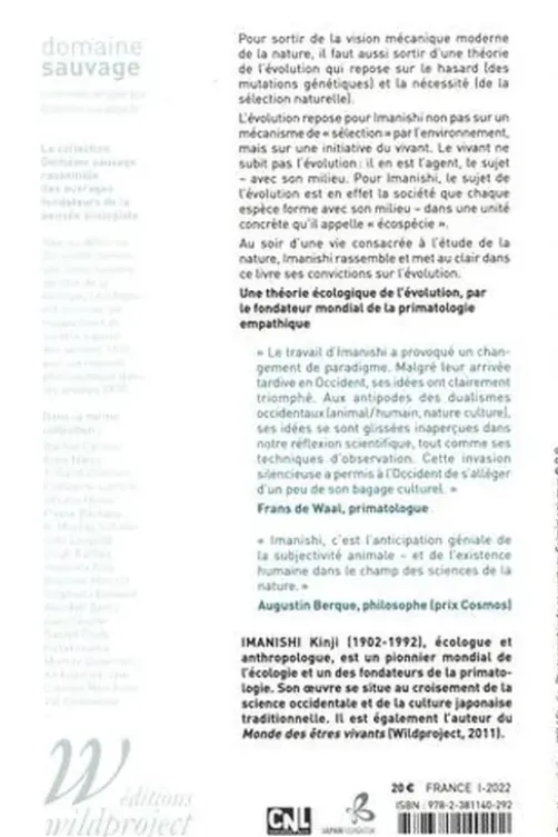 La Liberté dans l'évolution. Le vivant comme sujet, Kinji Imanishi