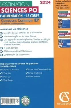 L'alimentation ; Le corps. Concours commun IEP - Questions contemporaines, Edition 2024, Grégory Bozonnet
