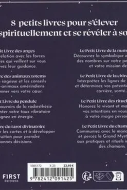 La petite bibliothèque pour éveiller mon esprit. Avec Les Anges ; Les Animaux totems ; Le Pendule ; Le Tarot divinatoire ; La Numérologie ; La Chiromancie ; Les Rituels sacrés ; Le Chamanisme, Mily Robin