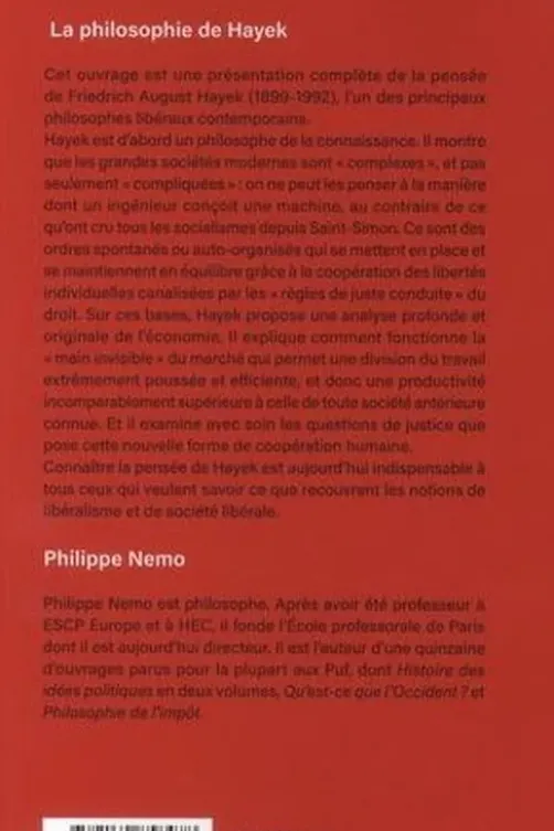 La philosophie de Hayek, Philippe Nemo