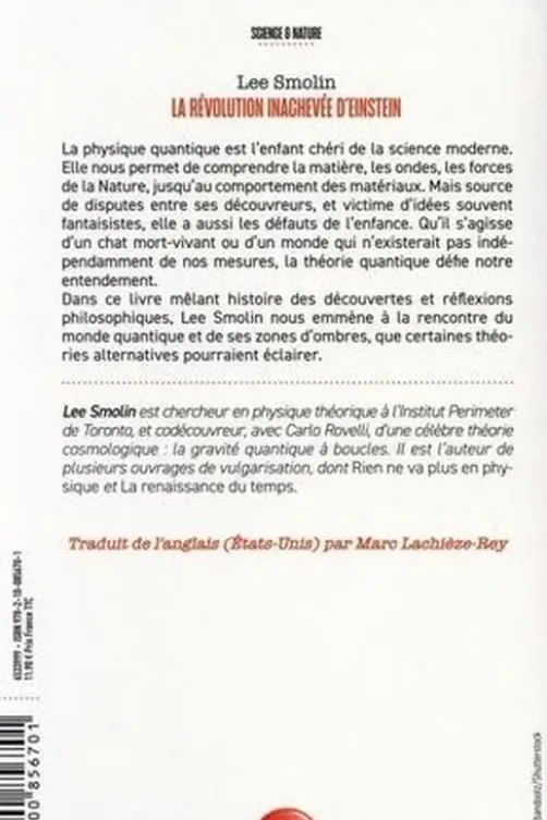 La révolution inachevée d'Einstein. Au-delà du quantique, Lee Smolin