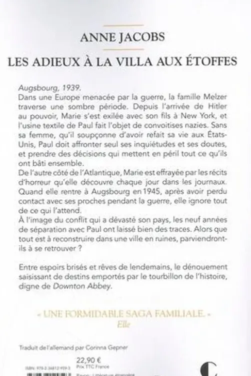 La villa aux étoffes Tome 6 : Les adieux à la villa aux étoffes, Anne Jacobs