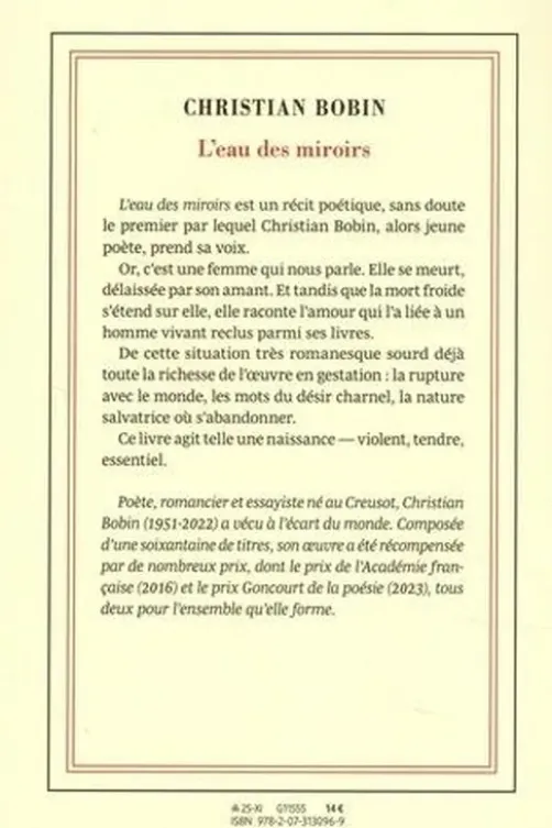 L'eau des miroirs, Christian Bobin