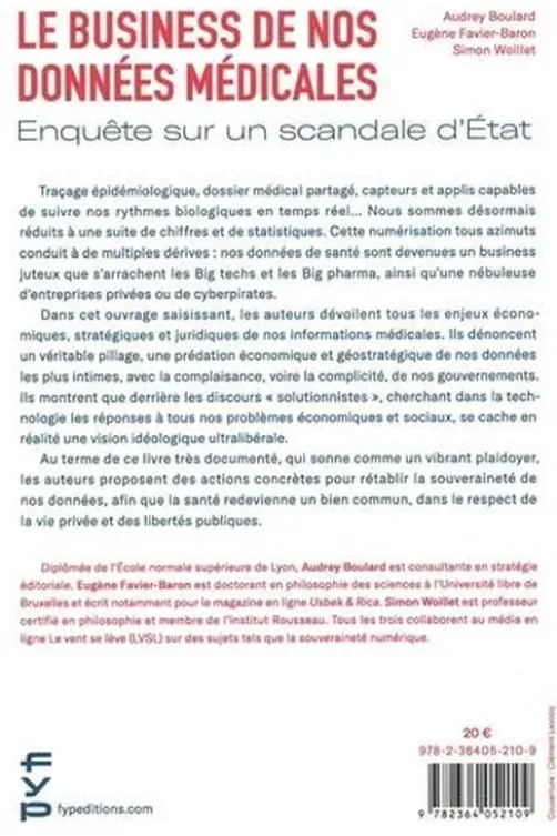 Le business de nos données médicales. Enquête sur un scandale d'Etat, Audrey Boulard