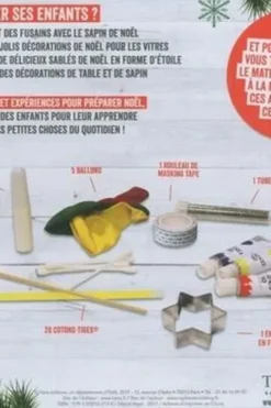 Le coffret Comment épater ses enfants à Noël. Avec 20 cotons-tiges, 5 ballons, 1 rouleau de masking tape, 1 sachet de paillettes, 1 emporte-pièce étoile, 1 colle blanche, 2 sticks lumineux, 3 tubes de gouache, 1 pique de bois, Raphaële Vidaling