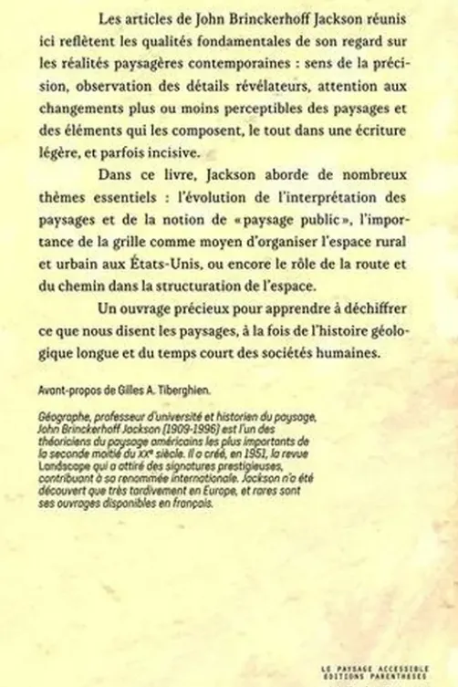 Le paysage accessible et autres textes, John Brinckerhoff Jackson
