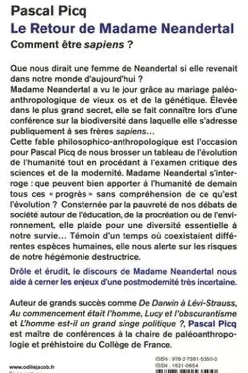Le retour de Madame Neandertal. Comment être sapiens ?, Pascal Picq