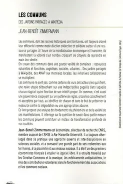 Les communs. Des jardins partagés à Wikipedia, Jean-Benoît Zimmermann