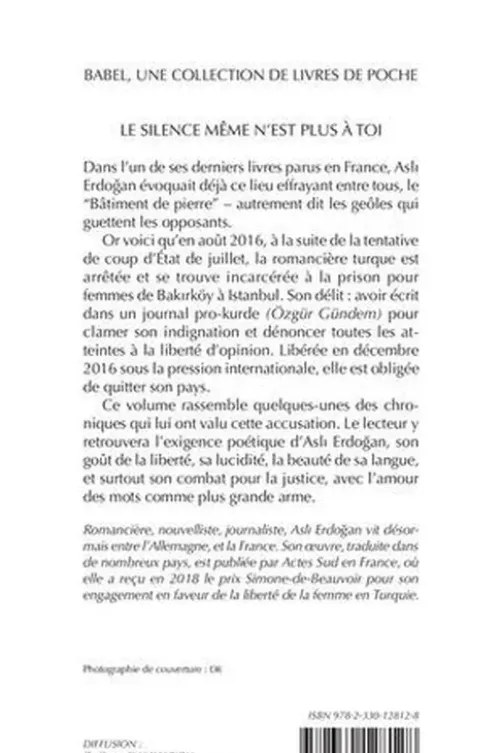 Le silence même n'est plus à toi, Asli Erdogan