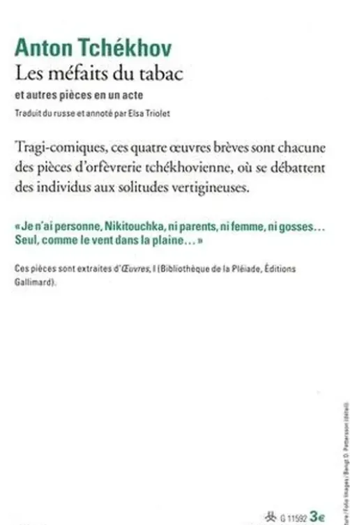 Les méfaits du tabac et autres pièces en un acte, Anton Pavlovitch Tchekhov