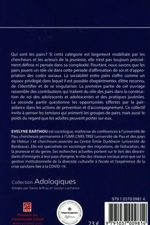 Les pairs à l'adolescence, Evelyne Barthou