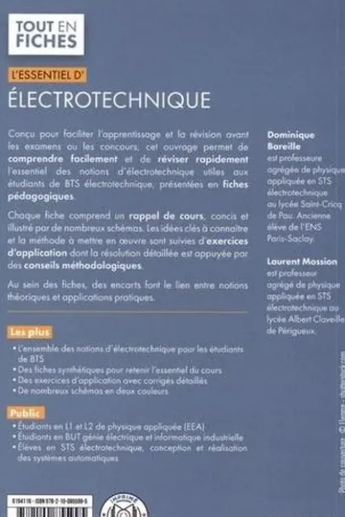 L'essentiel d'électrotechnique BTS sciences appliquées, Dominique Bareille