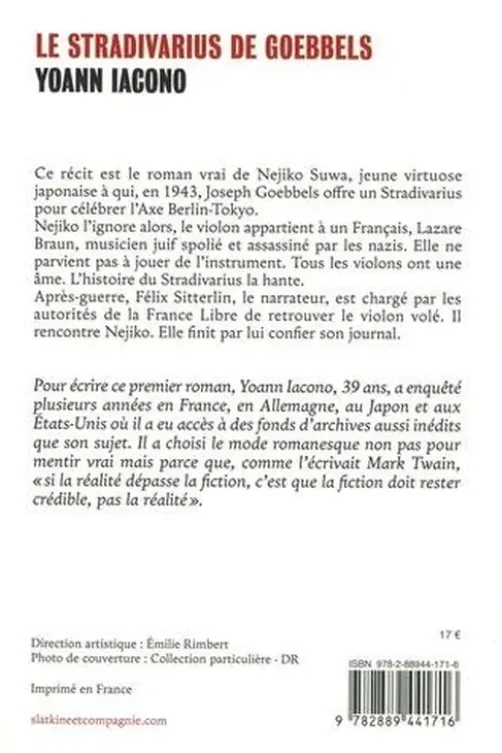Le Stradivarius de Goebbels, Yoann Iacono