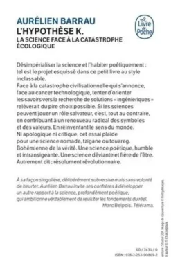 L'hypothèse K. La Science face à la catastrophe écologique, Aurélien Barrau