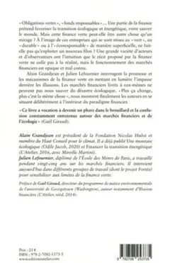 L'illusion de la finance verte, Alain Grandjean