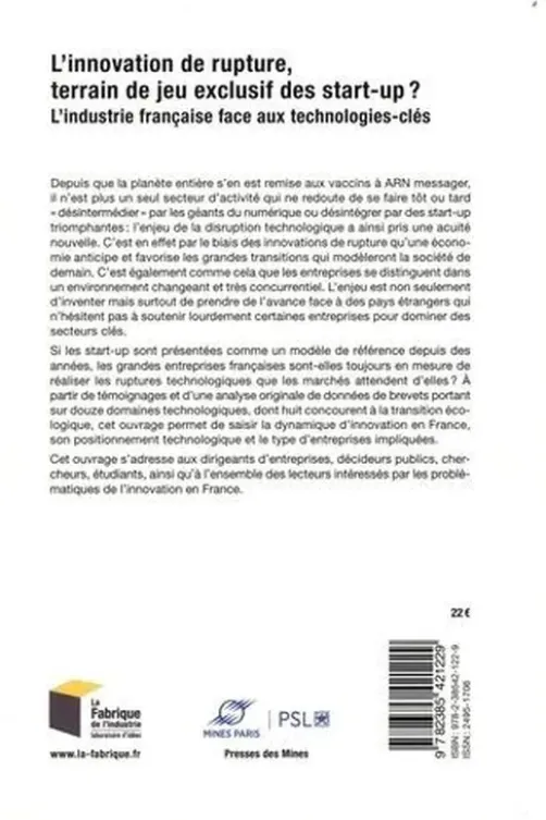 L'innovation de rupture, terrain de jeu exclusif des start-up ? L'industrie française face aux technologies clés, Sonia Bellit