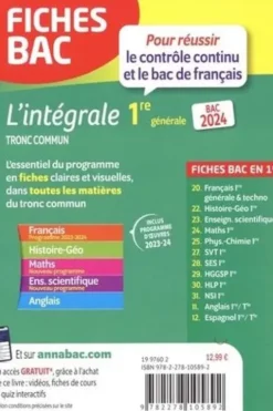 L'intégrale Tronc commun 1re générale. Edition 2024, Hélène Bernard