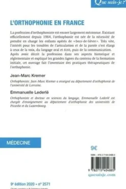 L'orthophonie en France. 9e édition, Jean-Marc Kremer