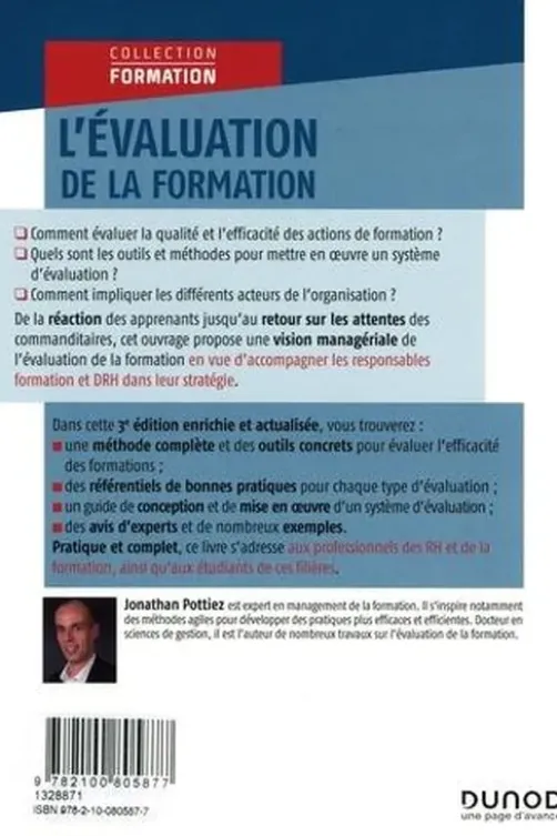 L'évaluation de la formation. Pilotez et maximisez l'efficacité de vos formations, 3e édition, Jonathan Pottiez