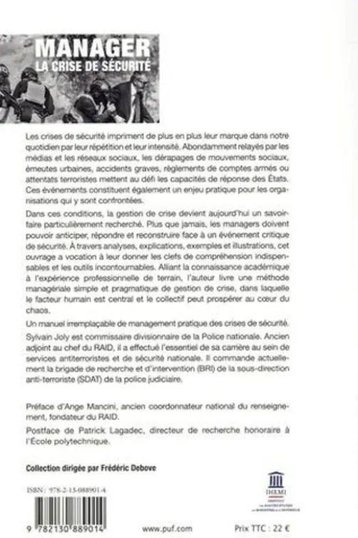 Manager la crise de sécurité. Concepts, outils, méthode, Sylvain Joly