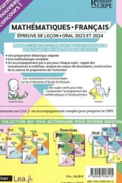 Mathématiques Français. Epreuve de leçon, Edition 2023-2024, Daniel Motteau
