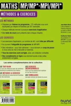Maths MP/MP*- MPI/MPI*. Méthodes et exercices, 6e édition, Jean-Marie Monier