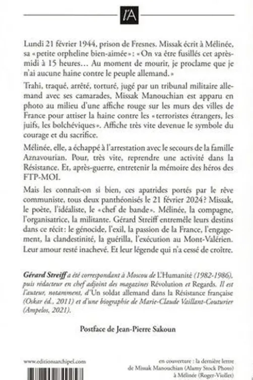Missak et Mélinée Manouchian. Un couple en Résistance, Gérard Streiff