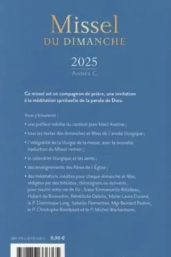 Missel du dimanche. Année liturgique C du 1er décembre 2024 au 23 novembre 2025, Edition 2025, Hubert de Boisredon